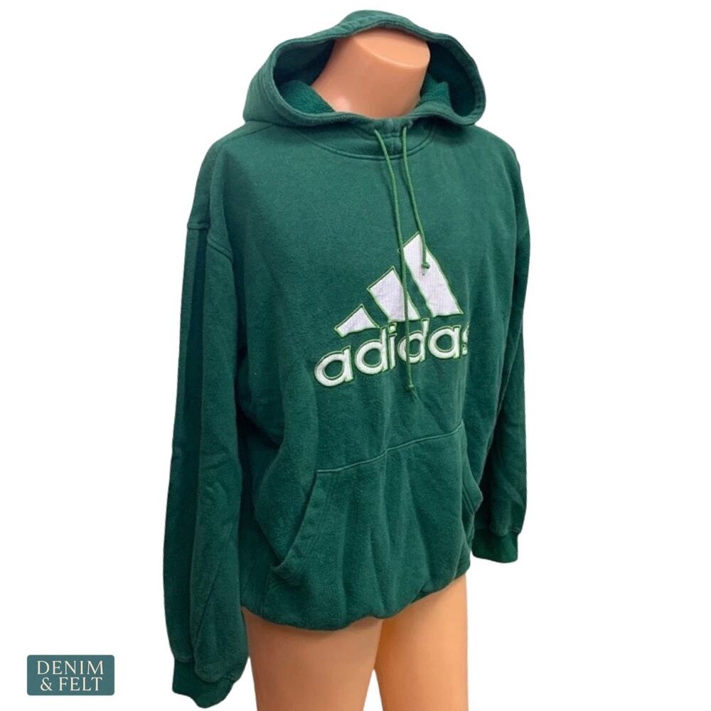 Adidas Vintage Green Logo Hoodie Sweatshirt The Vintage Twin Streetwear Retro